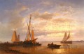 Niederlande Fischereifahrzeuge in einem ruhigen bei Sonnenuntergang Abraham Hulk Snr Stiefel Seestück